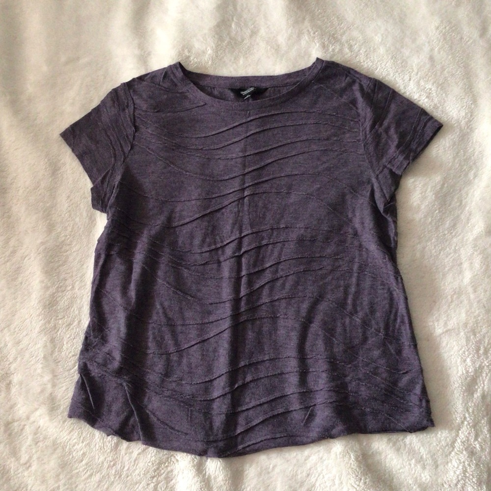 Vera Wang Gray Textured Short Sleeve Top